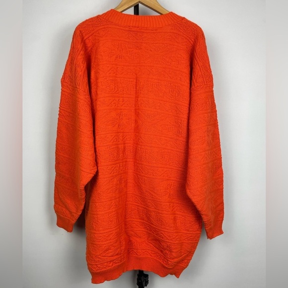 Vintage Forelli International Orange V-Neck Knit Pullover Sweater - Picture 7 of 8